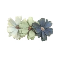 Fermaglio per capelli con fiori in tessuto azzurro, verde e blu navy per acconciature - Blu chiaro/Verde chiaro/Blu scuro