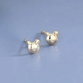 Cute golden bear stud earrings in S925 silver with a polished minimalist animal design - Bear / Gold