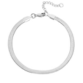 Minimalist silver flat snake bone chain bracelet with lobster clasp and extender - Silver Snake Chain Bracelet