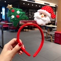 Festive Christmas headband with spring-loaded plush Santa Claus and sequined Xmas tree decor - Santa and Tree