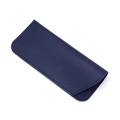 Thickened dark blue leather sunglasses pouch with lychee grain and fine stitching - Blue