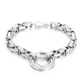 Bracelet chaîne épaisse en acier argenté avec breloque cœur ajouré et cristaux brillants - Bracelet en Acier (KB151906-Z)