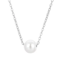 Elegante collana in argento con un ciondolo di perla bianca rotonda da donna - Perla Singola Argento (KN235285-Z)
