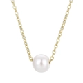 Elegante collana in acciaio al titanio dorato con ciondolo a perla bianca per donna - Perla Singola Oro (KN235284-Z)