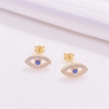 Exquisite S925 sterling silver evil eye stud earrings with blue stones and white diamonds - Full S925 Sterling Silver / Gold