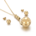 Set di gioielli minimalisti in acciaio inossidabile dorato con collana e orecchini a lobo - Oro (KS48264-Z)