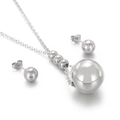 Set di gioielli minimalisti in acciaio al titanio con collana a sfera e orecchini - Colore Acciaio (KS48267-Z)