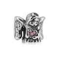 Silberner Engels-Charm mit rosa Kristallherz für DIY Edelstahl-Armbänder - NO.7-Betender Engel