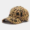 Graffiti print baseball cap in khaki canvas with vintage newspaper lettering patterns - Adjustable / Yellow