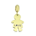 18k vergoldeter Edelstahl-Mädchenanhänger mit LOVE-Gravur und lila Kristallakzent - Goldener Gravierter Jungen-Anhänger(NO.4)