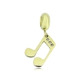 18k gold plated sterling silver musical note pendant with 925 stamp and small crystals - Gold Zirconia Music Note Pendant(NO.9)