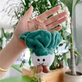 Detailed plush cabbage keychain featuring a cute smiling face and golden metal clasp - Cabbage Style with Gold Clasp