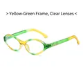 Retro cat-eye sunglasses with yellow-green gradient frames and clear lenses - Yellow Green Frame / Clear Lenses