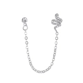 Silberne Schlangen-Ohrmanschette mit Zirkonia und Stecker an einer feinen Kette - Schlangenform Silber