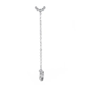 Silver long chain earrings featuring U-shape clips and sparkling zircon stones - Five Stones Gold