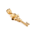 Pendaglio a chiave con teschio dorato, cilindro e accenti in cristallo lucido - Stile Chiave Teschio Con Cilindro d'Oro (KP94748-BDJX)