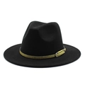 Dettaglio cappello fedora in lana nera con nastro glitterato dorato e fibbia in metallo - Nero / M(56-58cm)