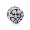 Macro view of silver stainless steel charm with pink enamel hearts and hollow structure - Pink Heart Pattern Style (7)
