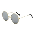 Retro ronde zonnebril met slank goudkleurig metalen montuur en grijze glazen voor uniseks - Gouden Frame + Witte Spiegellens