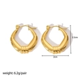 Detail view of 18K gold plated hoop earrings with sleek triple stacked line accents - Triple Ribbed Line (YYE023028)