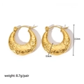 Detail view showing engraved butterfly and flower patterns on 18K gold hoop earrings - Butterfly Flower Embossed (YYE023026)