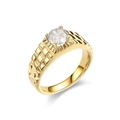Titanstahlring mit Zirkonia im Vintage-Stil aus 18 Karat Gold mit Gliederarmband-Muster - US 6 / Gold