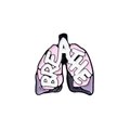 Emaille longspeld in roze en paars met BREATHE-tekst voor medische gezondheidsmode - Longen (BREATHE)