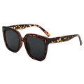 Fashionable oversized tortoise shell sunglasses with dark grey lenses and 45-degree side view - Tortoise Frame Gray Lens