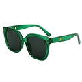 Stylish transparent green square sunglasses with dark grey lenses and gold metal stud accents - Translucent Green Frame Grey Lens