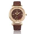 Orologio al quarzo da donna con cassa dorata e quadrante e cinturino marrone glitter - Marrone