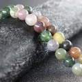 Multi-colored natural agate stone round beads bracelet with 8-10mm polished gemstone beads - India Agate