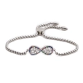 Adjustable silver infinity chain bracelet with multi-color zircon stones and box chain - Multicolor Zircon Infinity B / Silver/Rainbow Zirconia