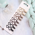 Close-up of 5-piece heart-shaped matte hair clips in brown gradient colors on card - 4#-Double Heart (8Pcs)
