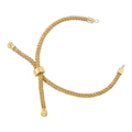 Detail of adjustable 18K gold braided cord bracelet with slide knot closure mechanism - Brown 03