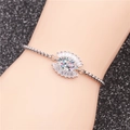 Detailed view of adjustable silver chain bracelet with colorful evil eye zircon pendant - Silver Radiant Multi-color Zirconia