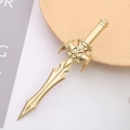 Fantasy sword-shaped gel pen in matte gold finish with intricate geometric carving - Magic Armor Sword - Gold