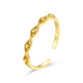 Minimalist S925 sterling silver wavy open ring with gold plating and metal beads - J1424 Multi-bead Ring / 18K Gold