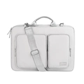 Light gray waterproof laptop shoulder bag with dual front pockets and wide strap - 15.6" / With Shoulder Strap / Silver Gray