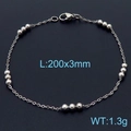 Cadena de cuentas de acero inoxidable plateado hecha a mano con cierre de langosta 200x3mm - Pulsera Plateada (KB165156-Z) / 200x3mm