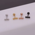 Pendientes de cartílago de tres perlas en plata, oro, oro rosa y acero negro - Forma de Tres Cuentas (NO.4 [Barra 0.8x6mm]) / Plateado