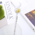 Creative liquid quicksand gel pen with yellow moon, stars and purple sequins detail - White Shell Moon