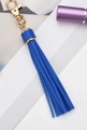 Chic blue PU leather tassel keychain with gold lobster clasp for bags and school backpacks - Sapphire Blue