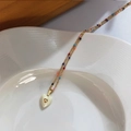 Golden heart necklace with colorful enamel beads and creamy white heart pendant - Titanium Steel Colorful Chain Necklace / Creamy White Heart