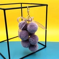 Portachiavi a uva in peluche viola con fiocco in pizzo dorato e anello in metallo - Viola