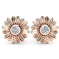 18k rose gold plated sunflower stud earrings with sparkling round cubic zirconia - Rose Gold