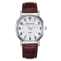 Montre à quartz élégante pour homme avec bracelet cuir marron et boîtier argenté - Cadran Blanc Bracelet Marron