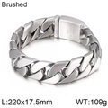 Heren cubaanse schakelarmband van geborsteld 316L roestvrij staal zilver 220mm - Zilver Geborstelde Stijl (KB43750-D)