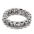 Retro punk roestvrijstalen herenarmband met fietsketting design en draak gravures - Draak Gesneden Mechanische Ketting Stijl (KB83923-BD)