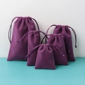 Set of five purple velvet drawstring pouches in various sizes for jewelry packaging - 5*7cm / Purple
