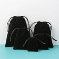 Set of black plush velvet drawstring bags in five sizes for jewelry storage - 5*7cm / Black